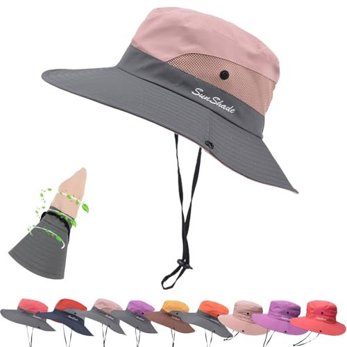 Donubiiu Damen Sonnenhut Uv Schutz 50, Gipfelfreund Faltbar Wasserdicht Rosa Polyester Unisex Frauen Outdoor Bootsfahren Radsport