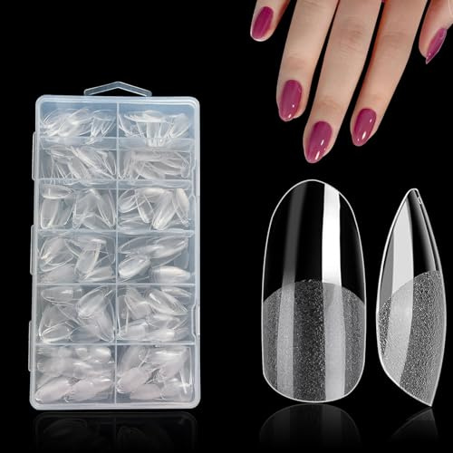 SanFangyue 552 Pieces American Capsules Ongles, 12 Sizes Clear Matte Short Tips Kit False Ongles Nails Transparent, American Press On Nails for DIY Nail Tips Art Extensions (DY, M)