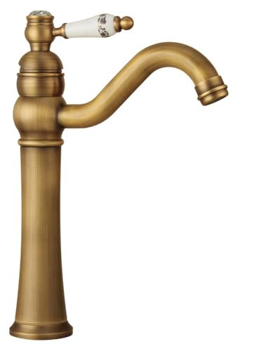 Wasserhahn Bad Waschtischarmatur Retro Antik Stil Messing Einhebel Mischbatterie Hoch Waschbecken Armatur, Badarmatur Waschtischbatterie Badezimmer, Bronze