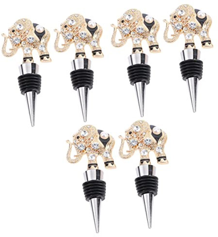 COLLBATH 3sets Elegant Alloy Wine Stoppers Elephant Head Novelty Bottle Stopper 2pcs*3