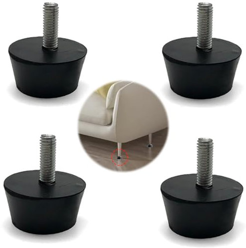 Eiflayn Gommini Per Sedie, 4 Pezzi M6×30 mm Piedini in Gomma Regolabile, Antiscivolo e Resistente All'usura, Piedini In Gomma Con Vite per Tavoli, Sedie, Divani e Armadi