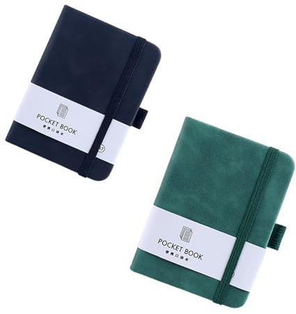 Shirene Notizblock A7,2 Pcs Portable A7 Notebook Small Notebooks Pocket Size Mini Small Notepad Notizbücher mit 200 Seiten für Schule Arbeit Reisen (Schwarz + Grün)
