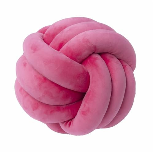 MZSKLW Knotenkissen, Ballkissen, Haushalt, Überwurfkissen, kurzer Plüschknoten, Ballkissen, Zuhause, dekoratives Taillenkissen für Couch, für Bett, Wohnzimmer, Bodenkissen, Knoten, Rosenrot, 28 cm