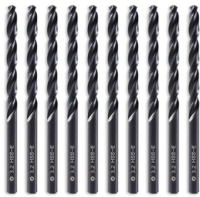 DelitonGude 3.2mm HSS M35 Cobalt Twist Drill Bits for Metals | 10pcs,Round Shank Suitable for Steel,Stinless Steels,Cast Iron and Other Metals