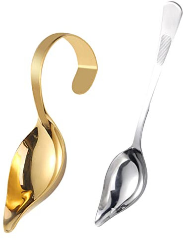 FUNOMOCYA 2 Pezzi Cucchiaio Per Salsa Metallo Mestolo Sugo Portatile Cucchiaio Olio Salsa Cucina