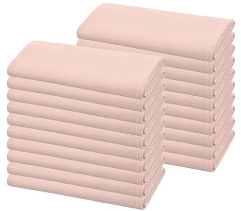 20er-Pack Leinen-Servietten, 40 x 40 cm Wiederverwendbare rustikale Leinenstoffservietten aus Baumwoll-Leinen-Mischgewebe Tischservietten für Hochzeit/Party/Bankett/Abendessen-Dekoration (Rosa)