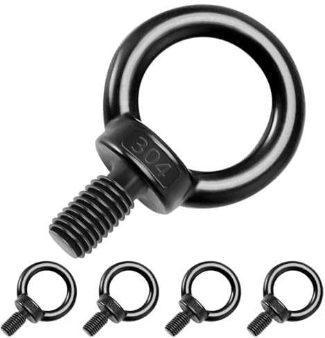 AROMUJOY Tornillo de ojo M8 x 15, 5 unidades, tornillos de ojo de acero inoxidable 304, pernos redondos con rosca para colgar y fijar, capacidad de carga: 80 kg