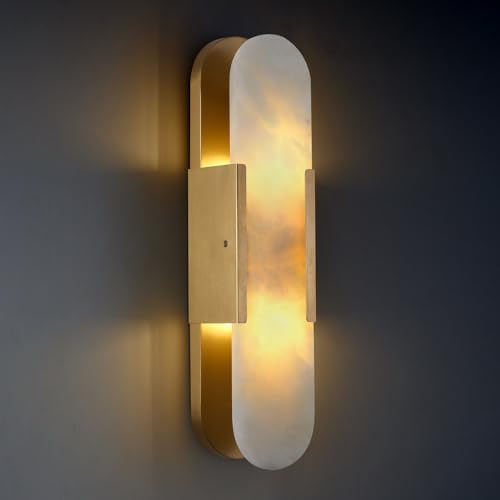 PIOUTNF Marmor Wandleuchte Innen Gold Wandlampe 50CM,Spiegelleuchte Bad Messing Moderne Dekorationen Beleuchtung für Schlafzimmer, Wohnzimmer, Flur