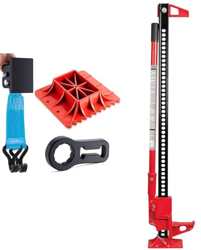Gato DE TRINQUETE HI-Lift Especial Todo Terreno 4x4, Off Road Y SUV + Base de Apoyo + Brida de Soporte + Enganche Ruedas