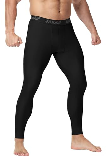Runhit Jiu Jitsu Rash Guard Men BJJ Compression Pants MMA No Gi Grappling Spats Leggings Wrestling Martial Arts Tights Base Layer Black L