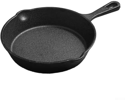 Yuanpgky Poêle à griller en fonte pour la cuisine en plein air, 26 x 26 x 5 cm, noir avec répartition uniforme de la chaleur, pour braiser, cuire et frire sur une cuisinière ou une flamme nue (20 cm)