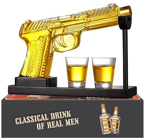 Oaksea Whiskey Decanter Set with 2 Shot Glasses, Gifts for Men Dad, Unique Christmas Anniversary Birthday Gift for Him Husband, Cool Military Presents liquor dispenser for Whiskey Lover