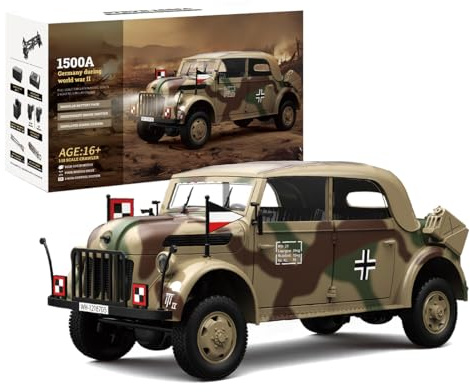 WANENGEDIY RC Militär LKW, 1/18 2.4Ghz 4WD Ferngesteuertes Kommando Fahrzeug mit Bürstenmotor und LED-Leuchten, Remote Control RC Auto für Erwachsene und Jugendliche