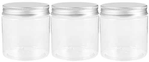 Beavorty Set 3 Barattoli Mini Trasparenti 250ml Coperchio Argento in Alluminio, Contenitori per Marmellata Domestica, Vasetti Piccoli per Conserve e Spezie, Adatti per Cucina