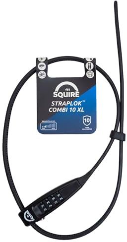 Squire Locks STRAPLOK Combi 10 XL Lightweight Combination Bike Lock 4 Digit Code | Extra Long Zip-Tie Style Cafe Lock for Bike, Helmet & Luggage