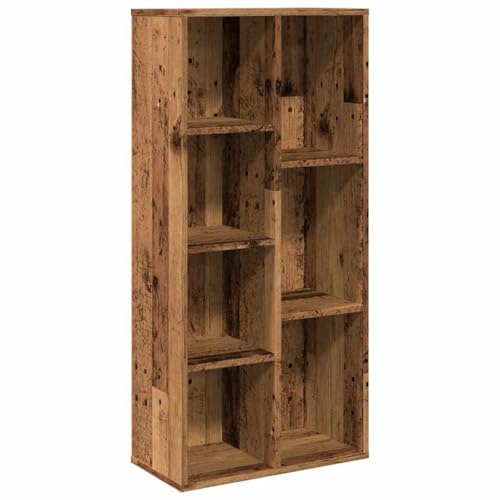 Heofavd Libreria effetto legno anticato, scaffale con 7 scomparti, 50 x 25 x 104 cm, stabile scaffale per documenti per soggiorno e ufficio