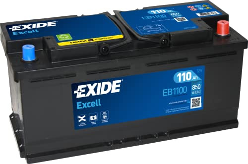 EXIDE EB1100 Excell Starterbatterie 110Ah 12V 850A DIN/ISO L6 Kompatibel mit AUDI A4 Avant 8K5, B8 A6 Avant 4F5, C6 A4 Avant 8ED, B7, BMW 5 Limousine E60 5 Touring E61