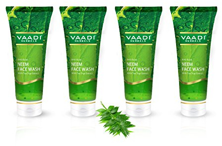 Vaadi Herbals Value Pack von Anti-Akne Neem Face Wash mit Teebaum-Extrakt - ALL Natural - Geeignet für alle Hauttypen - Aromatherapie Face Wash aus ätherischen Ölen - (4x60ml)
