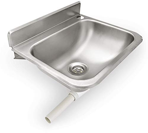 WAS 1975 380 Chromnickelstahl Handwaschbecken zur Wandmontage, 37.5cm x 30cm x 18.5cm