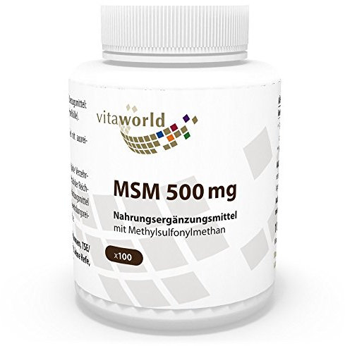 Vita World MSM 500mg 100 Capsules (Méthylsulfonylméthane) Made in Germany