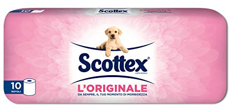 Scottex L'Originale Carta Igienica, Morbida e Assorbente, Confezione 100% Riciclabile, Fatto in Italia, 10 Rotoli Regular