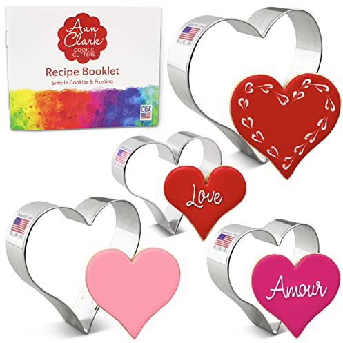 Ausstechformen Valentinstag von Ann Clark USA - Herzen - 4-Teiliges Keksausstecher Set - 7 cm, 8,3 cm, 9,5 cm, 10,2 cm