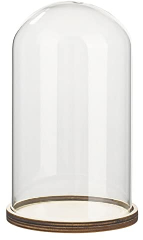 Glas-Glocke mit Holzboden 11 x 16 cm