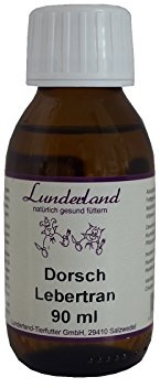 Lunderland Dorschlebertran | 90 ml | Einzelfuttermittel für Hunde & Katzen | Mit Omega-3 & Vitaminen