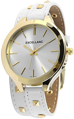 Excellanc Damen-Uhr Kunstleder Wickelarmband Metall Analog Quarz 199202000001