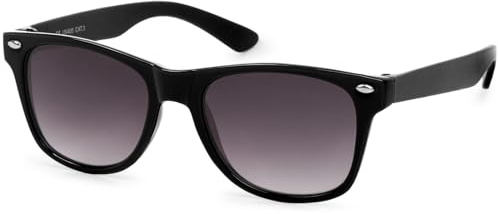 styleBREAKER Occhiali da sole Nerd Kids Nerd con montatura in plastica e lenti in policarbonato, design classico retrò 09020056, colore:Montatura Nera/Vetro Grigio Sfumato
