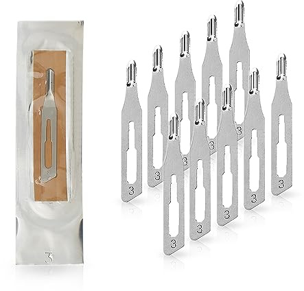May Hohlmeißelklingen Figur 3 für Halter Nr. 3 Karbonstahl 10 Stk | 10 sterile Hohlmeißelklingen der Figur 3 aus Karbonstahl (3 mm). Passend für Skalpellhalter Nr. 3, ideal für Podologie.