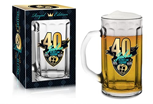 Abc Casa Beer Mug 0.5 L with Original 40th Birthday for Men - 40 Years - Du bist eine Legende - Practical Gift for 40 Years Old in Gift Box