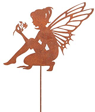 Gartenstecker Rost Elfe sitzend Klein