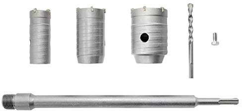 Dreneco Sega a Tazza Fresa a Tazza per Muro Cemento Ø 30,40,50mm Corona Carotatrice a Secco + Adattatore SDS-PLUS 350mm + Punta Centraggio