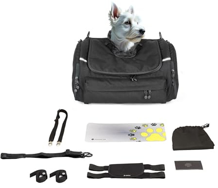 DEEMEED PETBAG Motorrad Tasche für Hunde und Katzen (2-36 kg), wasserdicht, tragbar, dreifach belüftet, Gepäckablage oder Sitz, aus Cordura (S (5-8 kg))