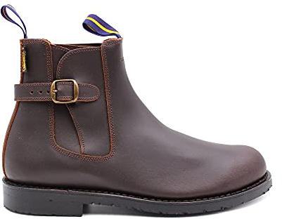 LAZO Y DUQUE - Botas chelsea de piel, camperas valverde del camino con hebilla,suela de goma,elástico lateral, para: Hombre color: CASTAÑO talla:43