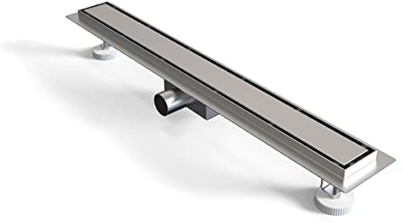 Biubiubath Canaleta de ducha de 70 cm, doble cara, acero inoxidable, sifón con antiolores y colador para el pelo, desagüe de suelo para baño, juego completo con fijación al suelo