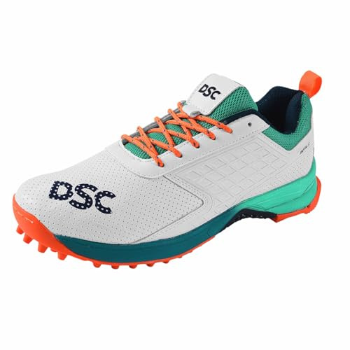 DSC Men's Sports Cricket Shoes, White-Navy, 7