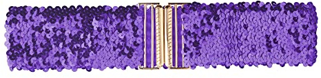 Allegra K Damen Elastischer Taillengürtel Pailletten-Dekor Metall Interlock Schnallen Gürtel für Kleider Helles Lila 60cm/23.62