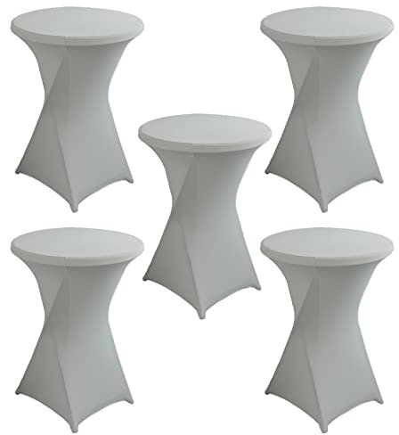 DASJD 5 Stück Hussen Stehtische, Stretch Elasthan Stretch Stehtischhusse, Stehtischhussen Stretchhusse für Hochzeit Geburtstagsfeier Bankett Tischdekoration,Grau,80x110cm