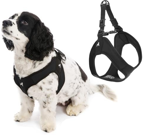 Gooby Escape Free Easy Fit Dog Harness, Step-in, Black, X-Small