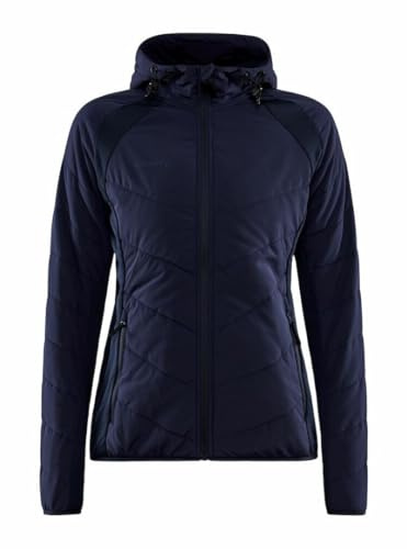 Craft ADV EXPLORE HYBRID JACKET W | övergångsjacka dam XS | Blaze | Lätt, vadderad jacka med jersey stretchinsatser | justerbar huva | med fickor | lätt vindjacka för kvinnor