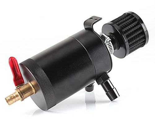 Car Oil Reservoir Universal Oil Catch Can 2 Port Reservoir Tank con Valvola di Scarico Sfiato Sconcertato 5oz Capacità