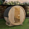 Luxus Outdoor Holz Fasssauna Saunafass Größe M 120x191 cm mit 3,6 KW Saunaofen für 2 Personen KOMPLETT Set mit Sauna Ofen Zubehör LED massiv Fichte