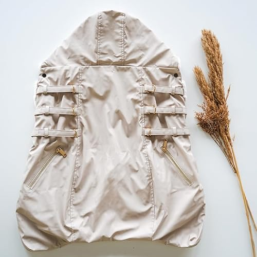 ROOKIE Wintercover Babytrage - Universal, Wind & Wasserabweisend, super schick - Größe 56-96 - Veganes Leder (beige) - Kuscheliges Kunstfell als Innenfutter - Tragecover für Baby Tragen