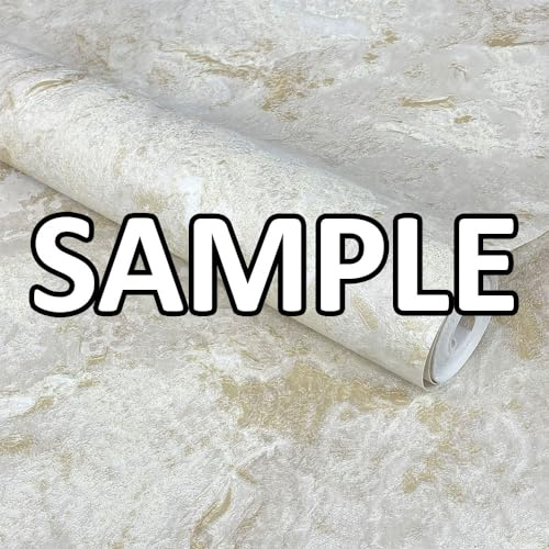 World of Wallpaper Luxe Collection, Textured, Cream/Gold (WOW089) Sample | Easy to apply wallcovering, Heavyweight, Marble Effect, Metallic, Glitter, Bedroom, Hallway (approx. 50cm x 30cm SAMPLE)