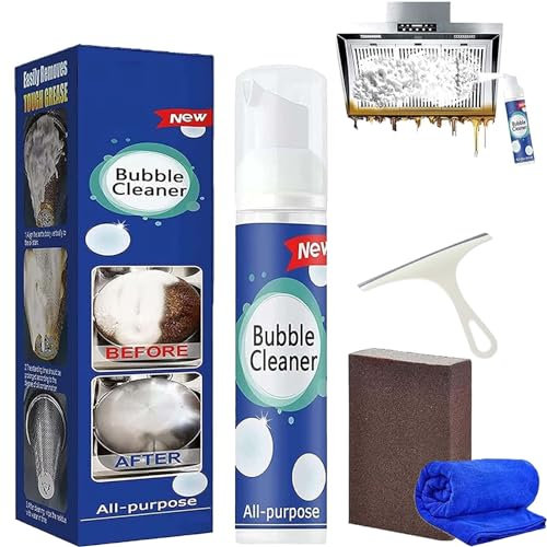 Espuma de limpieza de enjuague multiusos, limpiador de burbujas, limpiador de manchas de aceite pesado, limpiador de burbujas multiusos en aerosol de limpieza profunda de cocina, spray de limpieza