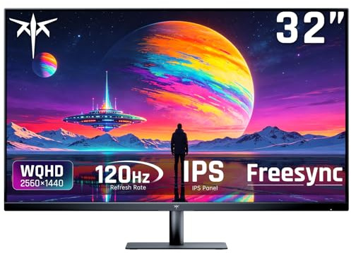 KTC 32 Inch 2K 120Hz Computer Monitor, IPS QHD 2560 x 1440p Monitor with Ultra-Thin Bezels, HDR10, Adaptive Sync, HDMI/Display Ports, Tilt Adjustable, Eyecare, for Office and Casual Gaming, H32T13