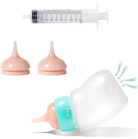 Bubble milk bowl Doggiema Aufzuchtflasche Katzen Silikon Nippel mit Spritze für Neugeborene Kätzchen, Welpen, Hasen, Eichhörnchen