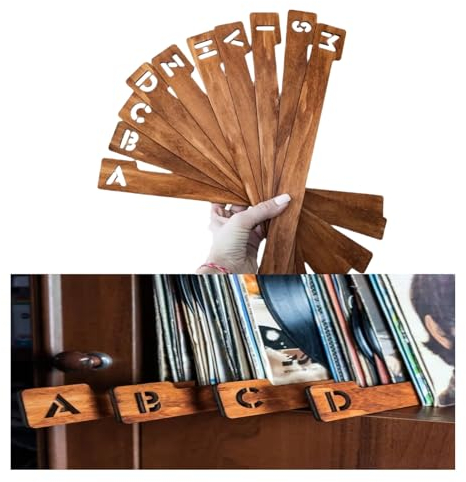 26 séparateurs de lettres A-Z, séparateurs de livres, serre-livres, séparateurs de disques vinyles en bois, intercalaires,étagère antidérapante, adaptés aux écoles, bibliothèques,support livre，